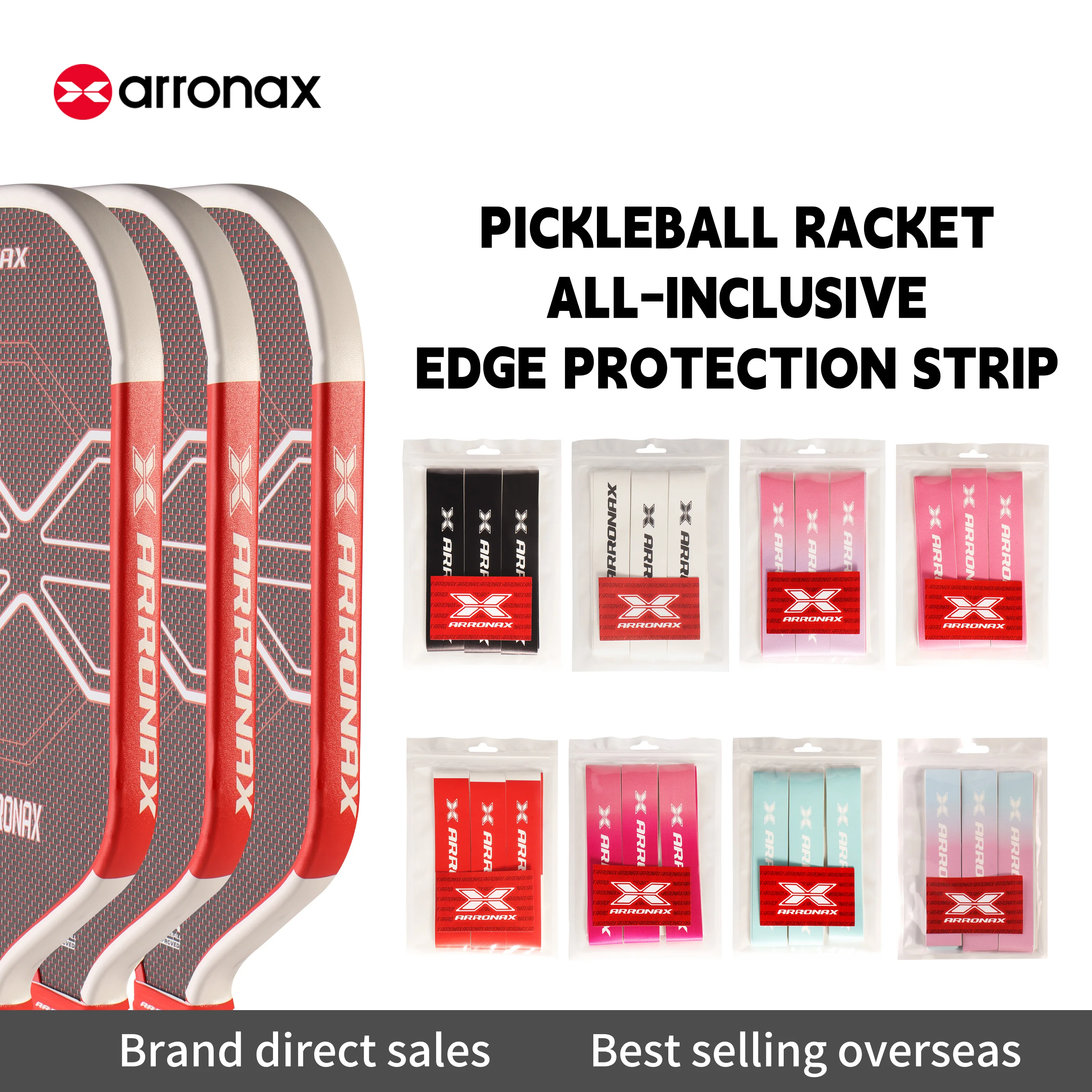 ARRONAX-Pickleball Paddle Edge Tape, 3K PU Interwoven Texture, Fit Curved Edge Guard, 760*25mm, Racket Protection Tapes