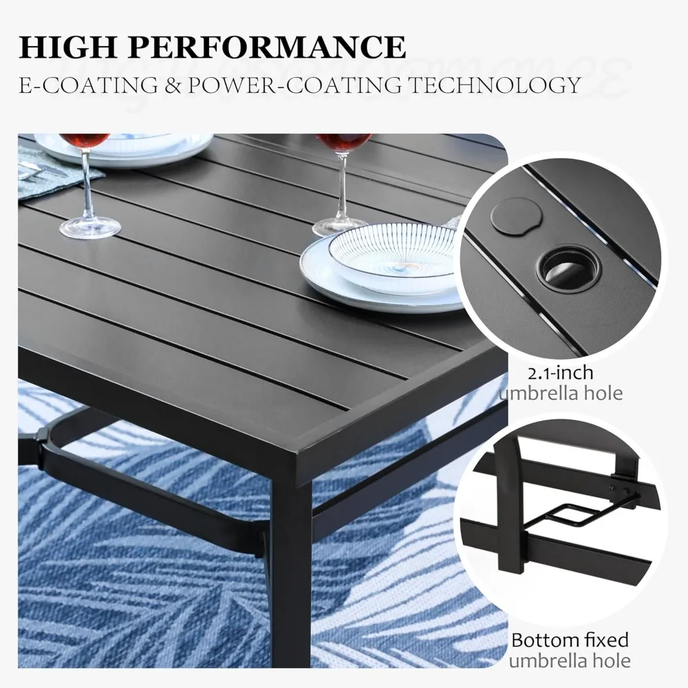 Patio Chairs and 1 x 83 Large Rectangle Dining Table, Outdoor Furniture Set for Deck Garden Backyard Lawn, Garden Sofas 5