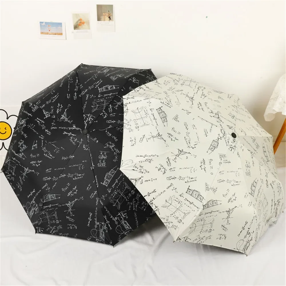 Folding Sun Umbrellas Automatic Umbrella Portable Student Mathematics Umbrella Travel Anti-UV Parasol Gifts For Friends Design