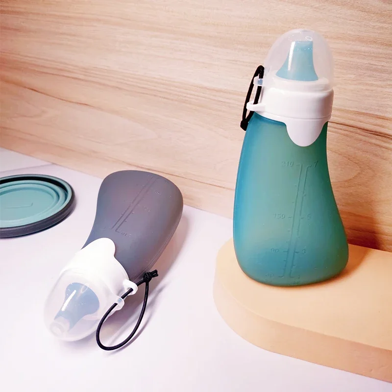 240ml reusable silicone baby food pouch squeeze container freezer bag