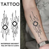 Technology-themed Design with Chip Circuits, 1Pcs Waterproof Temporary Tattoo Stickers. 1