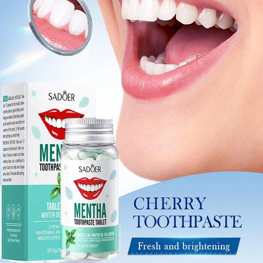 Fruit Flavor Solid Toothpaste Chewable Toothpaste Tablets Dental Tablets for Brushing Teeth Care 30pcs tooth powder