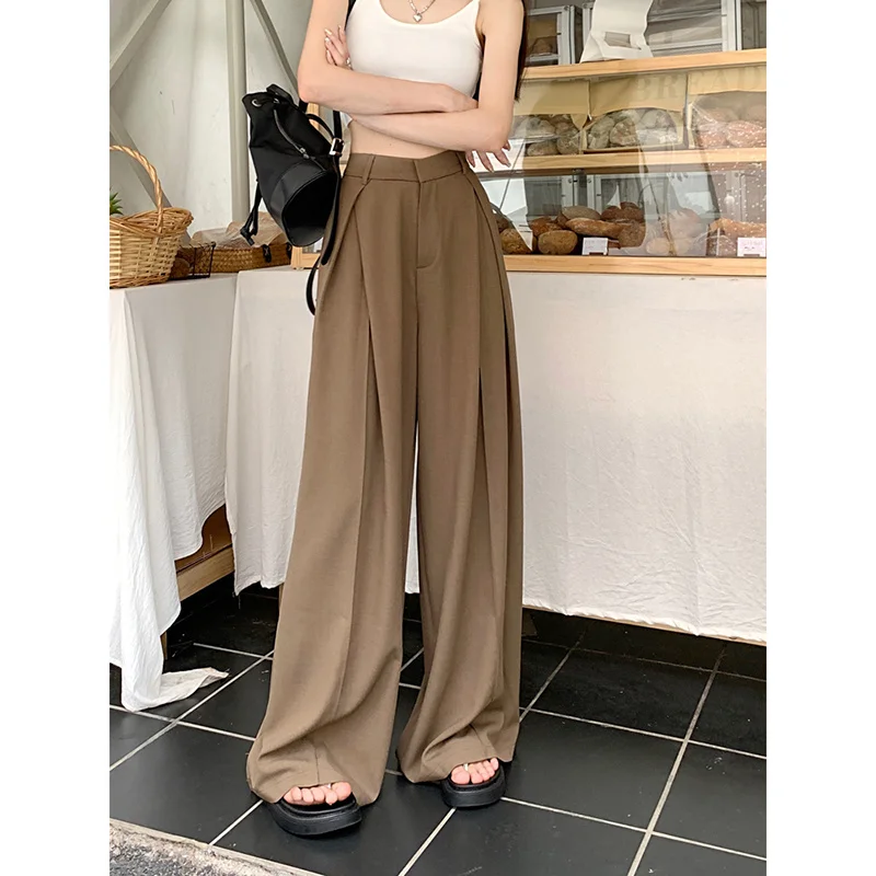 Floor Mopping Suit Pants For Women's Summer Korean Version 2023 New High Waisted Slim And Draped Wide Leg Pants