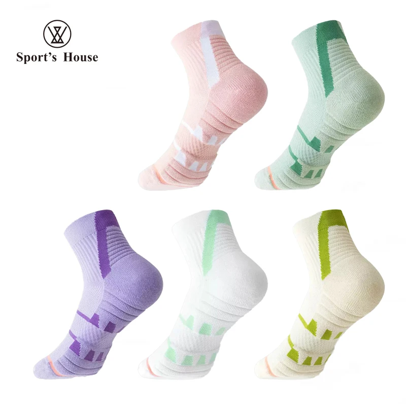 

SPORT'S HOUSE Hiking socks for women Towel bottom moisture absorption breathable non-slip high elastic ribbed sports socks