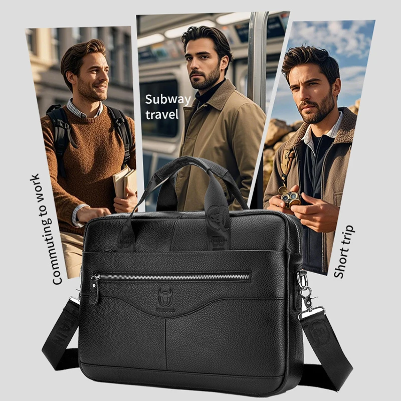 16" Vintage Leather Laptop Messenger Bag 3