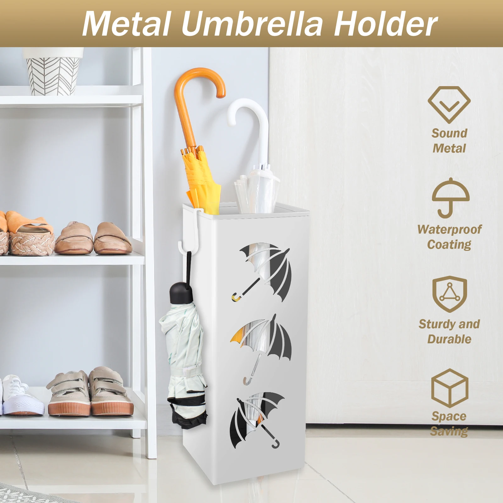 傘立て 角に強い傘立て、 傘は隅っこに置きたい事が多い。 永瀬二郎 個展 白日