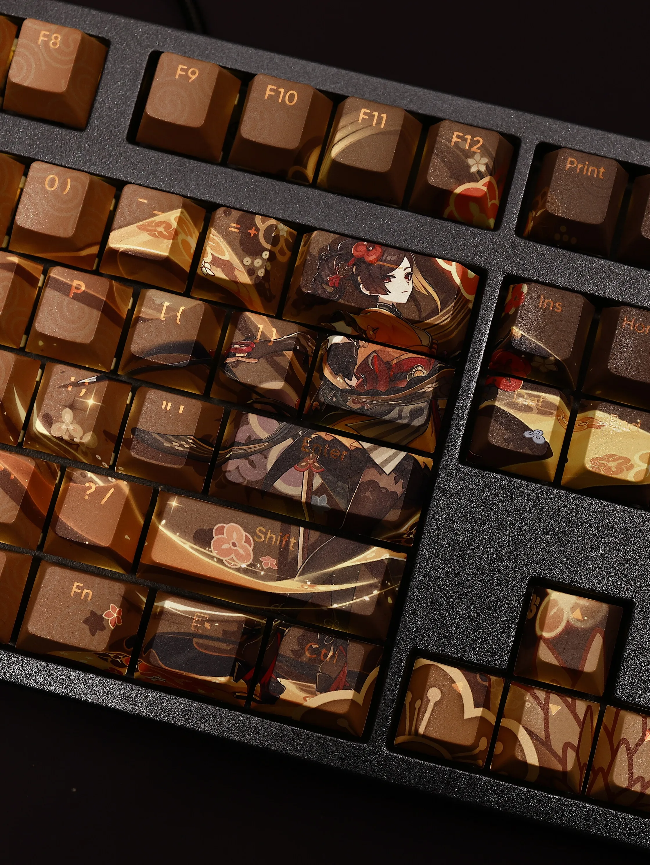 Chiori Genshin Impact Keycap Pbt Dye Luz de Sublimação Interruptor Cereja Transmissor Capa Cross Key para Teclado Mecânico 108 - Imagem 6