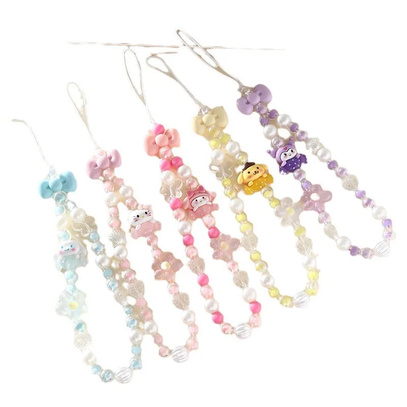 Cute Sanrio Melody Hello Kitty Kuromi Cinnamorol Acrylic Keychain Hand Chain Phone Chain Phone Accessories Jewelry accessories