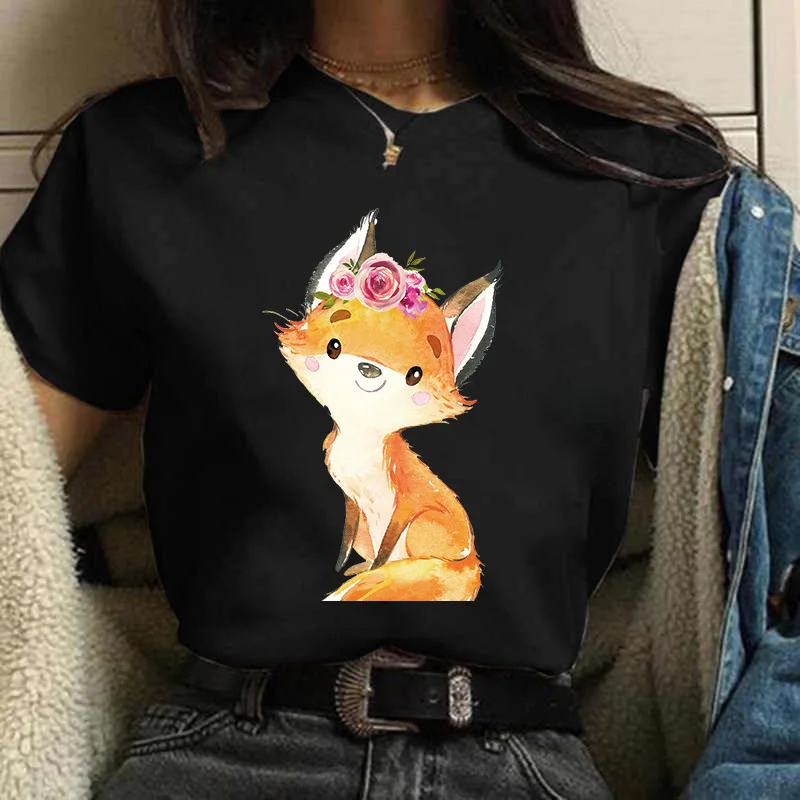 Women Clothes Fox Tee Camiseta Anime Lovely Tshirt F One Piece Graphic T Shirts Vintage Streetwear Oversized  Anime Clothes Tee