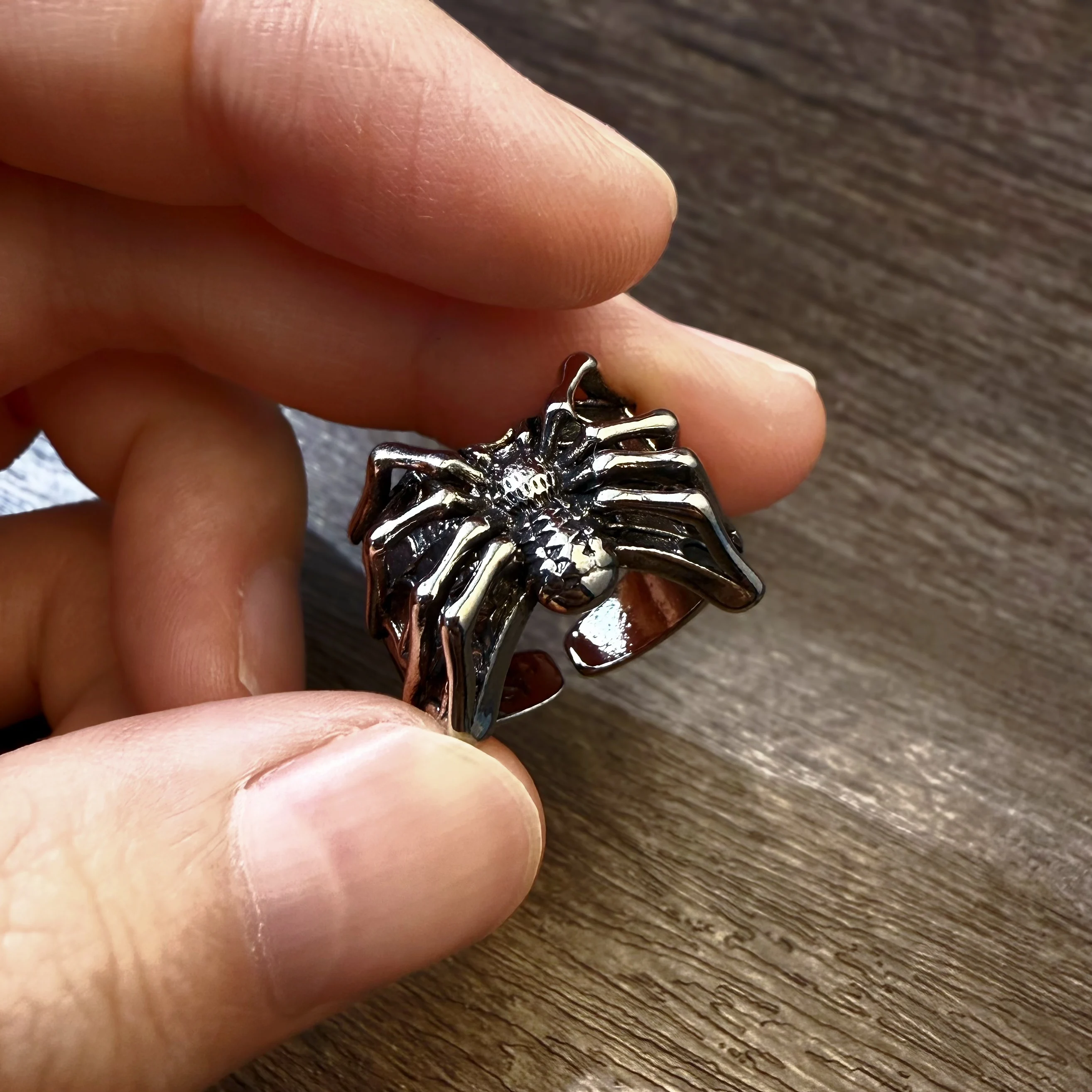 Retro Spinne Verstellbarer offener Ring für Männer Punk Gothic Edgy Schmuck Unisex Vintage Legierung Zubehör Cosplay Halloween Geschenk – Detail 7