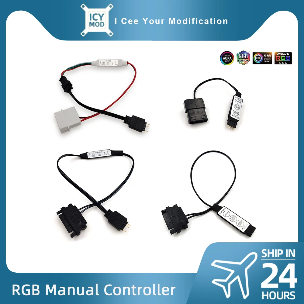 Argb Manual Controlador 5v3pin para Molex Fonte de Alimentação Conversor Sata Ajustar Interface de Luz 12v4pin Adaptador Rgb Aura pc Mod