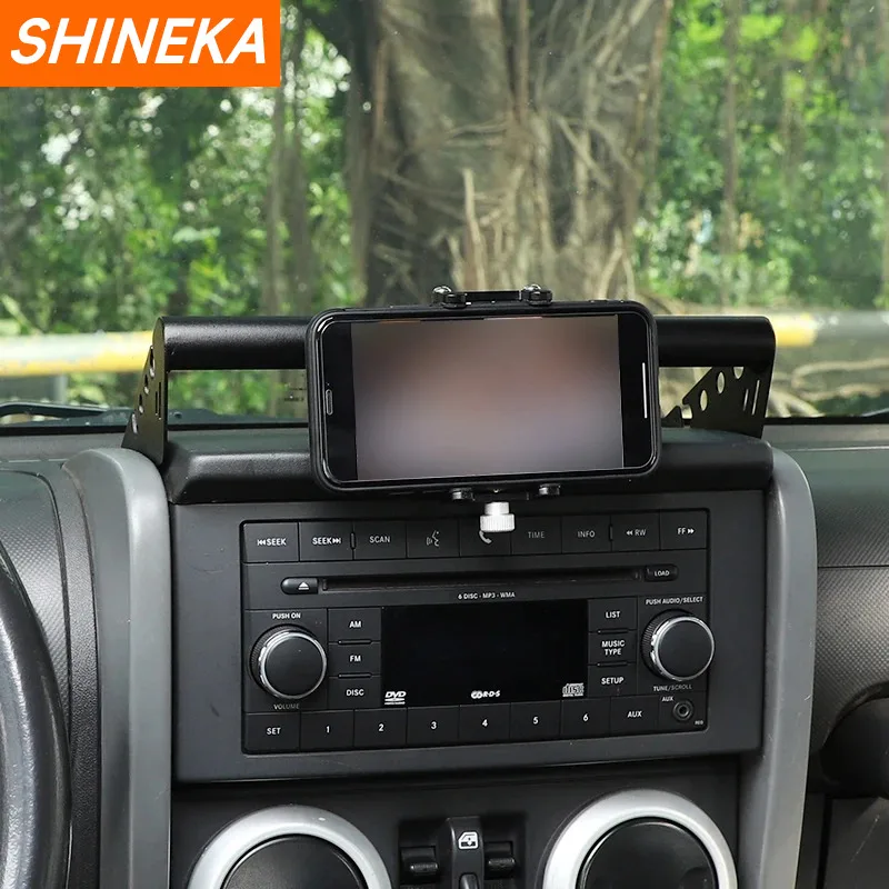 SHINEKA 센터 콘솔 휴대폰 거치대 GPS 스탠드 지지대, 지프 랭글러 JK 2007 2008 2009 2010 2011-2017 인테리어 액세서리