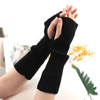 Long Fingerless Gloves Women Mitten Winter Arm Warmer Kawaii Knitted Sleeve Soft Girls Anime Clothes Punk Gothic Lolita Gloves - Image 4
