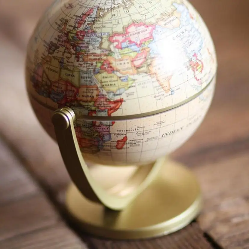 English Version Globe Ornament Rotating World Globe Desktop Ornaments Geography Teaching Learning Tool School Office Supplies