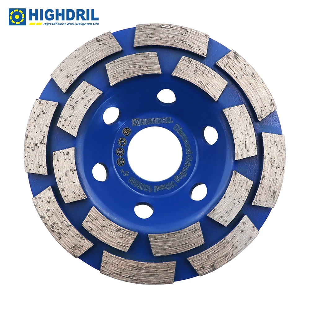 

HIGHDRIL 1pc Dia100mm/4inch Diamond Sintered Double Row Grinding Wheel Sanding Disc Cutt-off Concrete Granite For Angle Grinder