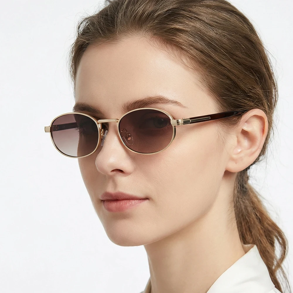 Vintage Oval Metal Sunglasses - Sleek Retro UV400 Protection Shades