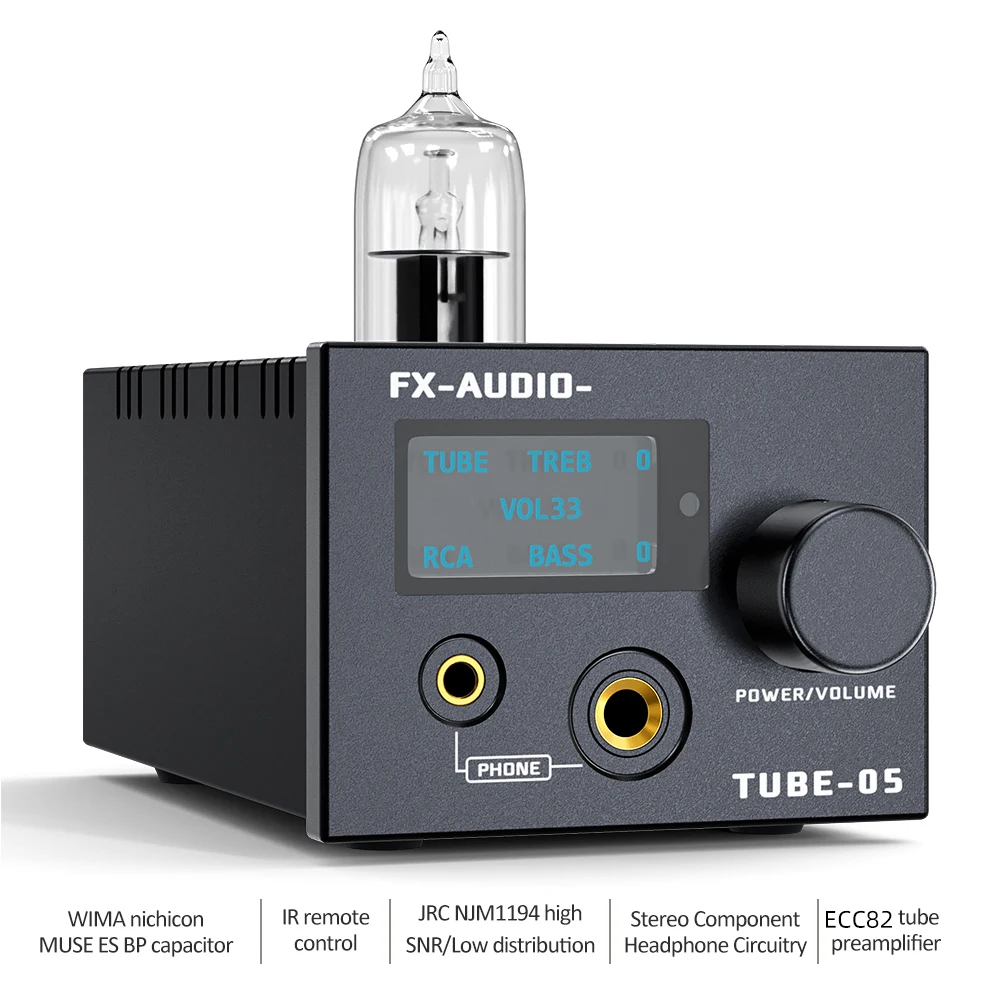 Fx-audio- TUBE-05 ECC82 vacuum TUBE machine ear put HIFI front discrete components headphone amplifier remote control