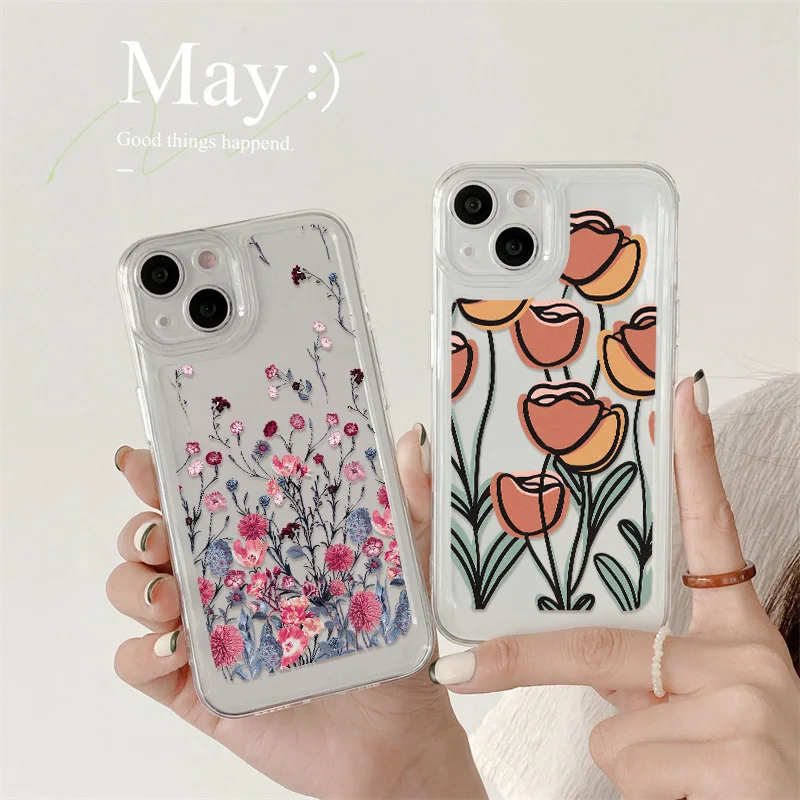 

Flower Phone Case For Xiaomi Poco X5 Pro Case Redmi Note 12 11 9 10 Pro 9s Poco X3 X4 Mi 12 11 Lite 12C Fundas Transparent Cover