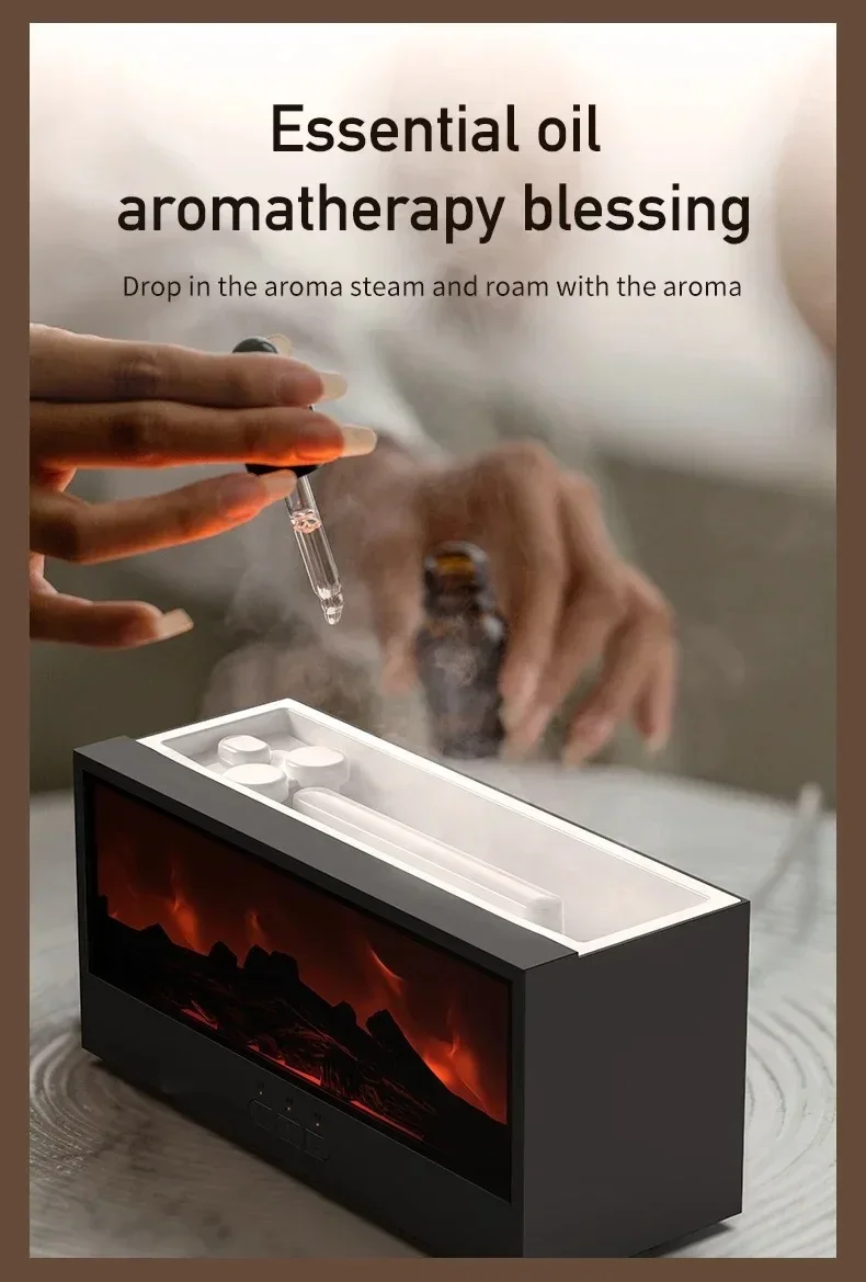 3D Flame Aromatherapy Diffuser - Essential Oil Humidifier with Color Lighting  Remote Control
