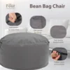 JHK Oversized 3/4FT Bean Bag Chair for Relaxing Reading Lazy Sofa Foam Filled Couch with Removable Cover Living Room Furniture