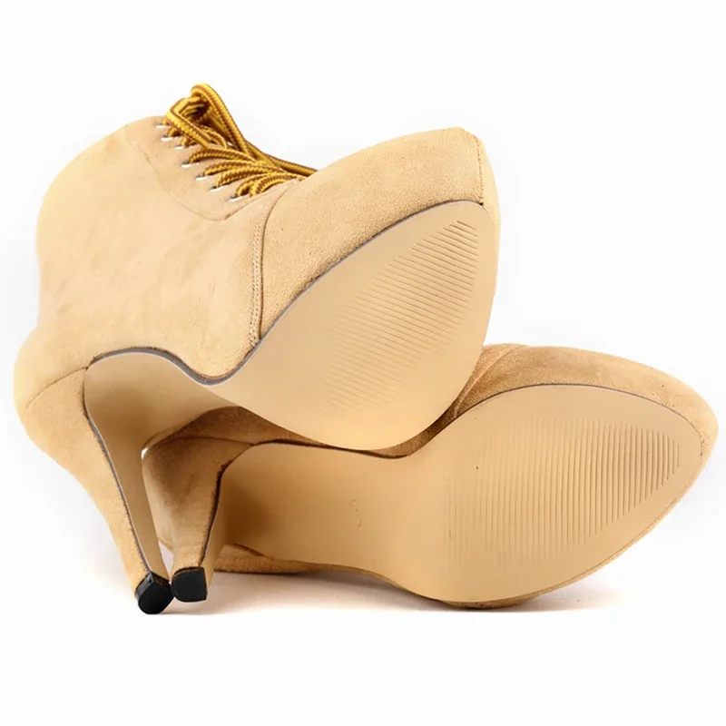 Women Boots Fashion Platform Round Toe Zip High Heels Pointed Toe Short Botas Ladies Elegant Shoes Autumn Winter Women's Pumps