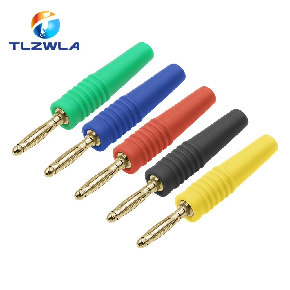 TLZWLA banana plug electrical connector adaptor, 2 mm, gold plated, black red yellow green blue