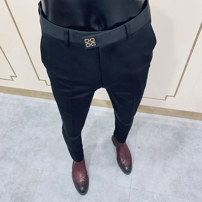 Men's Trousers Spring Autumn Slim Fit Korean Business Casual Small Foot Elastic Suit Pants Simple Solid Color stretch pants business pants suit pants men pants