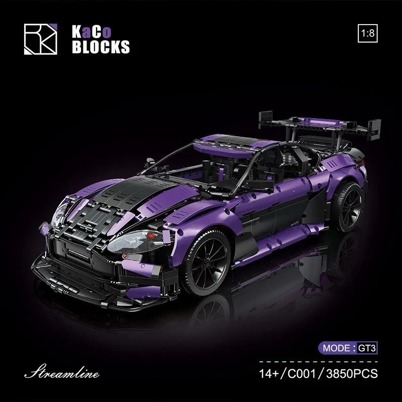 KAKU C001 창의적인 스포츠카 퍼플 블록 장난감 소형 입자 DIY 조립 모델 교육용 선물 어린이 소년용