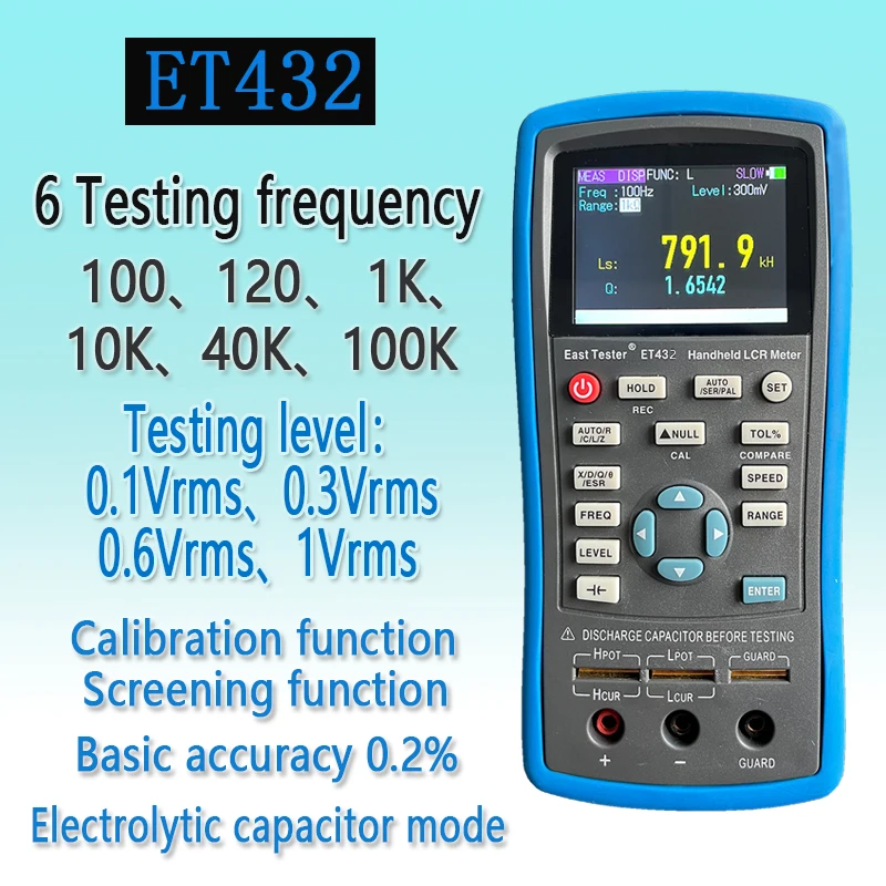 Professional LCR Meter 2.8” TFT Portable LCR Digital Bridge DC Resistance Electrolytic Capacitor Inductance Monitor 100Hz~100kHZ 3