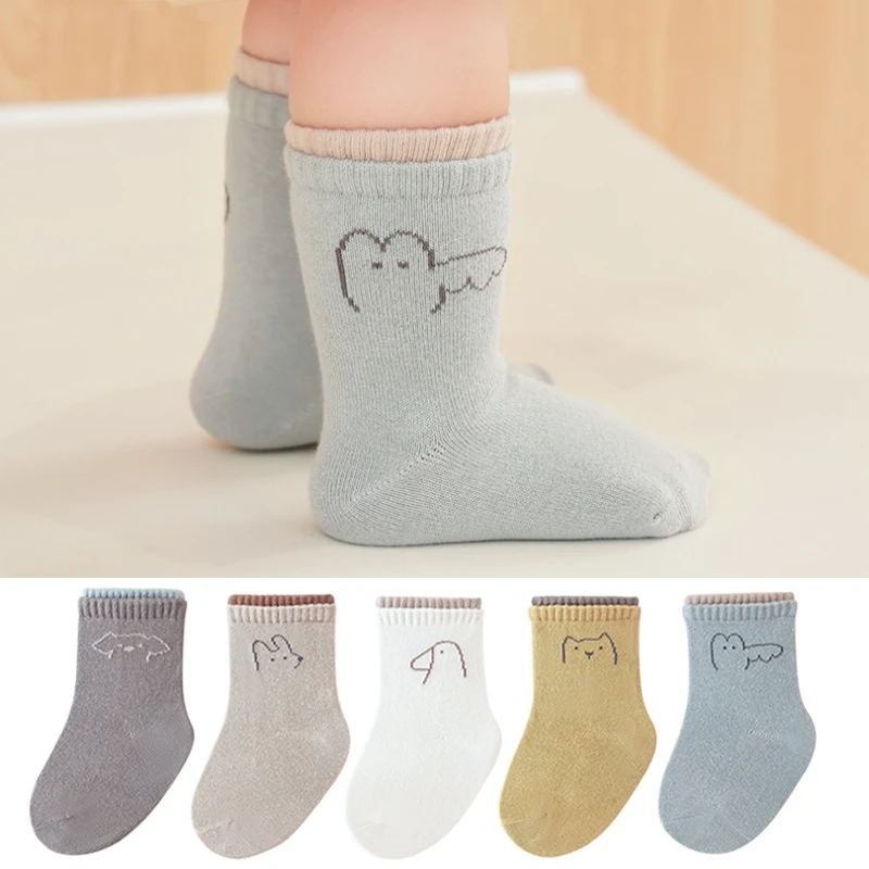 

Autumn Korean Kids Soft Fashion Cartoon Socks Baby Middle Tube Stockings Long Socks for Infant Toddler Boys Girls Casual Socks