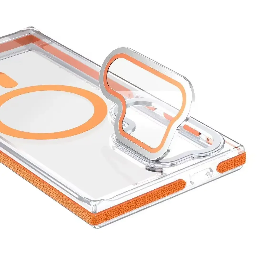 Luxury Magnetic Shockproof Clear Phone Case with MagSafe Wireless Charge Lens Holder
