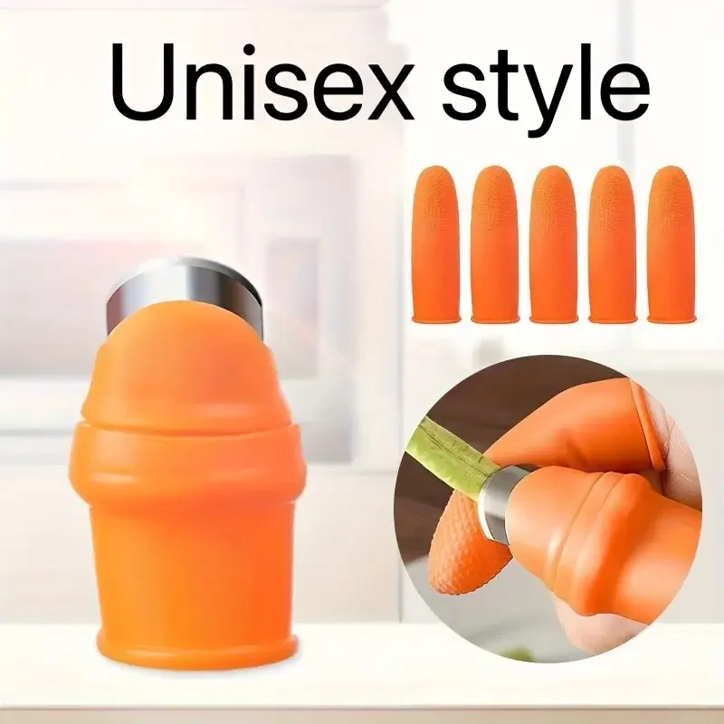 Thumb Knife Set with Finger Cots, for Peeling Garlic, Hulling Strawberries, Picking Peppercorns & Vegetables (6 Pcs) 2