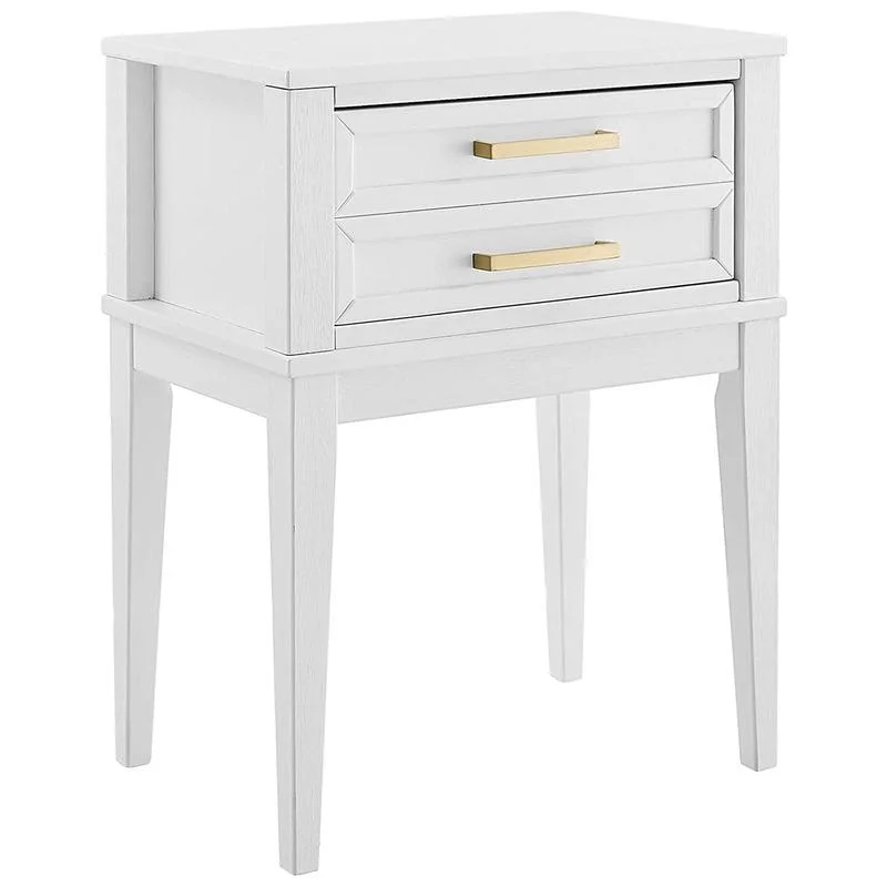 

MUSEHOMEINC Mid Century Modern 2 Drawer Solid Wood Nightstand End Table, White