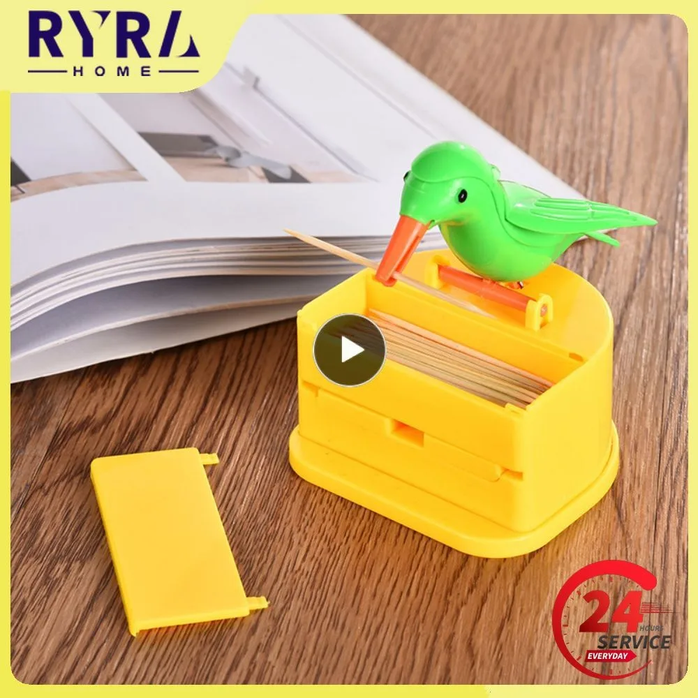 

Little Bird Toothpick Container Automatic Press Toothpick Storage Box Dispenser Large Capacity Toothpick Holder Desk Decoration