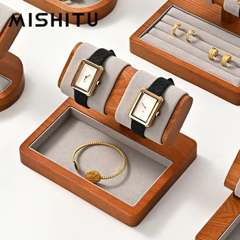 MISHITU T-shaped Watch Stand Wooden Jewelry Watch Display Stand Watch Rack 1