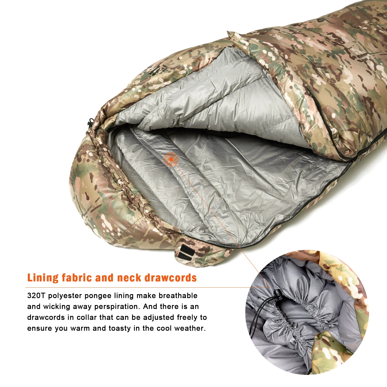 Tactical Goose Down Mummy Sleeping Bag -Ultra-Light