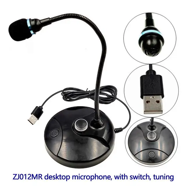 Desktop Microphone For PC Computer USB Plug Mic Desktop Condenser