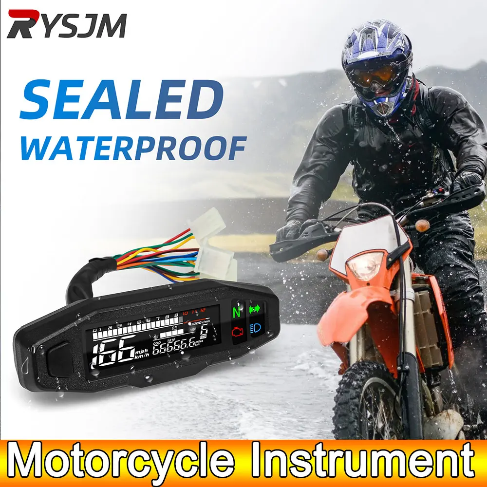 AD 범용 오토바이 속도계 디지털 속도 계량기, LED 타코미터, 대시 보드 계기판, 계량기 LCD 디스플레이, Y 브래킷