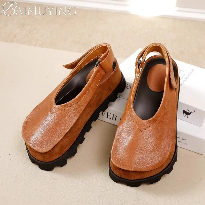 Flats Platform Sandals Shoes Woman Casual Loafers Soft Leather Shallow Brand Retro Women's Sneakers Summer Slingback Sandalias women sandals,women flats,comfortable sandals