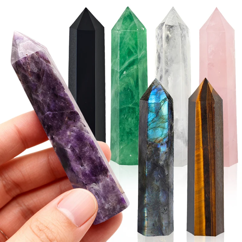 Natural Stone and Crystals Point Wand Witchcraft Rose