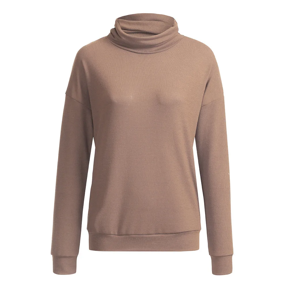 

Autumn Winter Pullover Women New Loose Fleece Thicken Half-high Collar Long Sleeve Shirt Pure Colour Base Shirt Warm Top Female