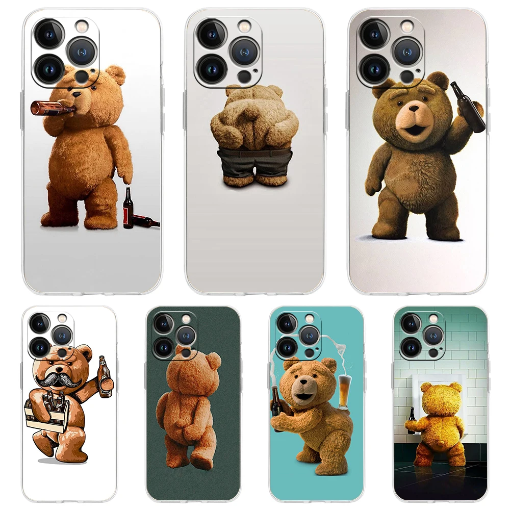 

Funny Tedy Bear Transparent Soft Phone Case For iPhone 15 14 13 12 11 Pro Max X XR 8 7 Plus SE 2020 X XS Max Luxury Coque Shell