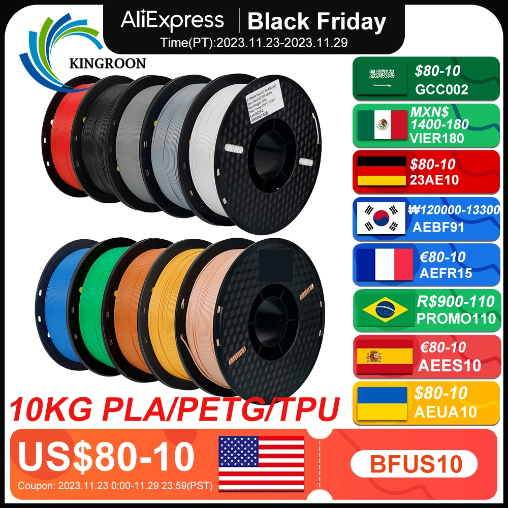 KINGROON PETG and PLA 10 packs (10kg)