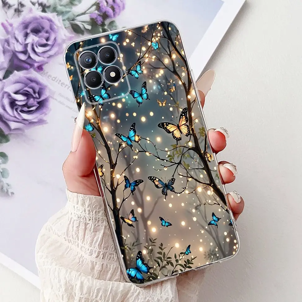 Luxury Butterfly and Love Flowers Clear Phone Case - Cool Painted Design