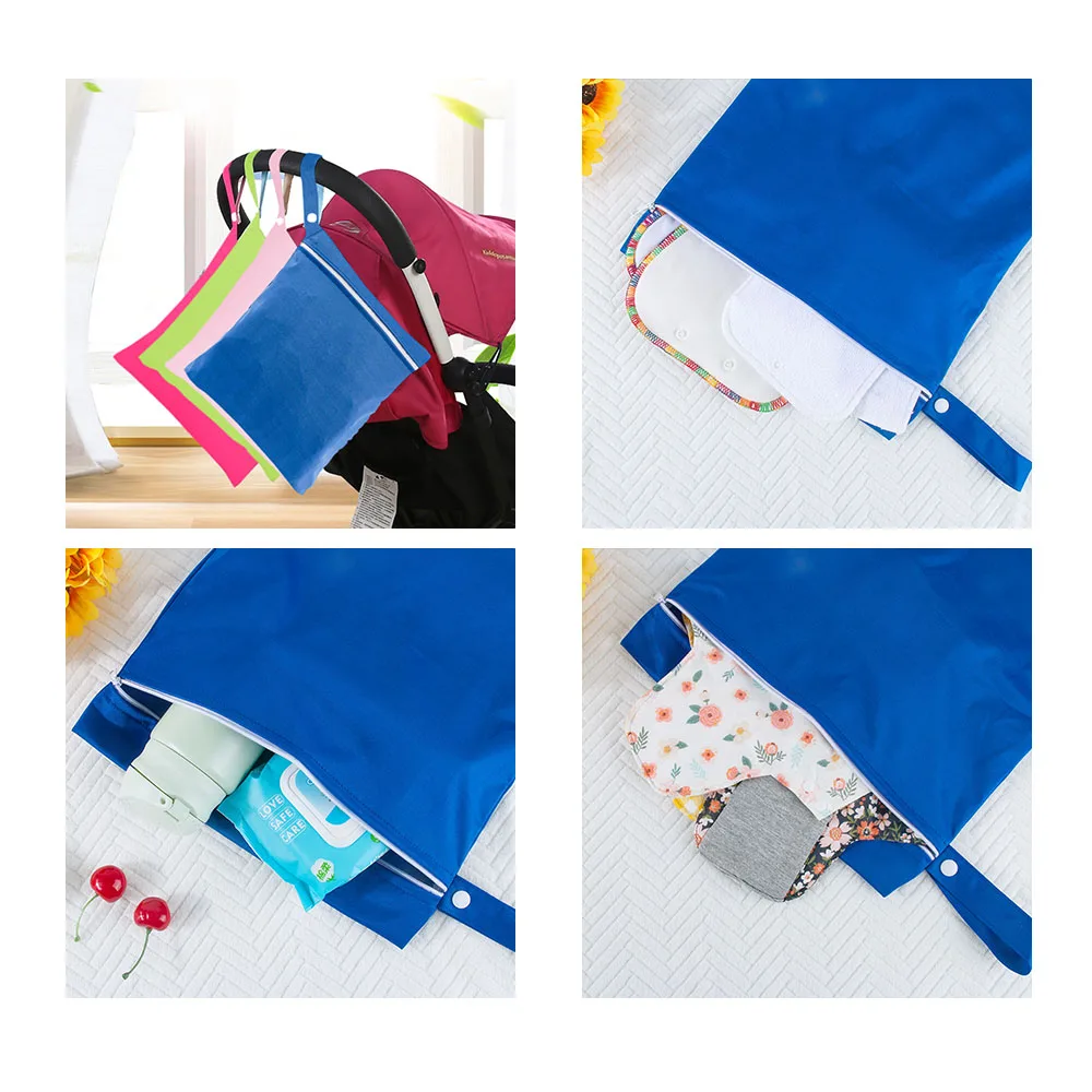 BIAI PUL Solid Color Waterproof Wet Bag Resuable Diaper Bag Washable Sanitary Napkin Storage Bag for Swimsuits Wet Clothes - 6