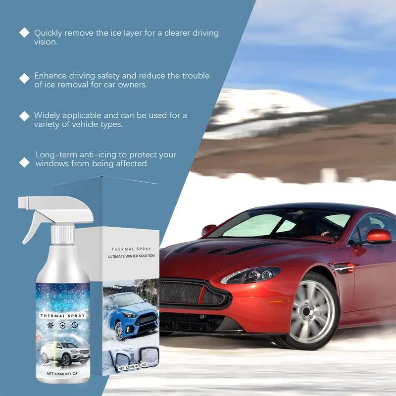 Windshield Ice Melt Spray Windshield Deicer Car Deicer Winter Car Accessories Defrost Spray De-Icer Liquid