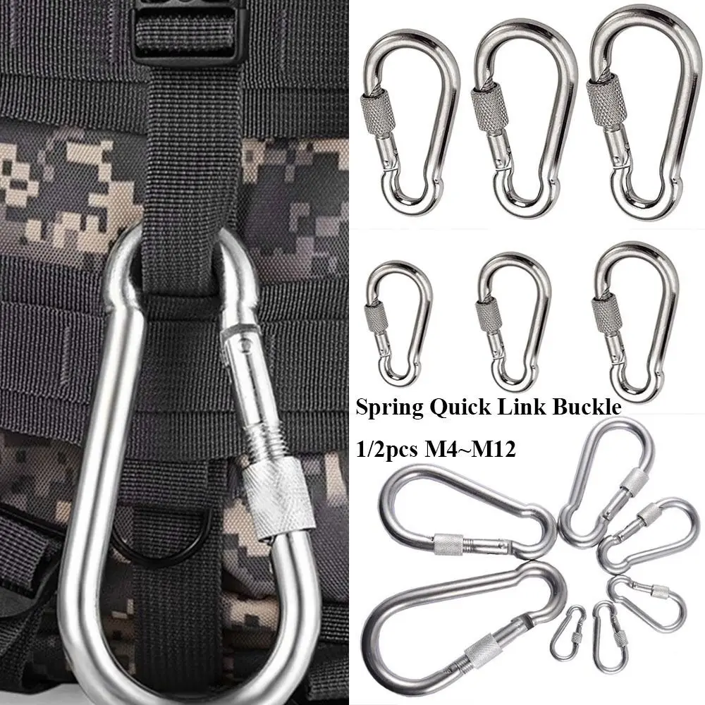 1/2pcs M4~M12 Spring Quick Link Buckle Ring with screw Outdoor Climbing Gear Carabiner Safety Hook Travel Kit Camping Equipment - Image 3