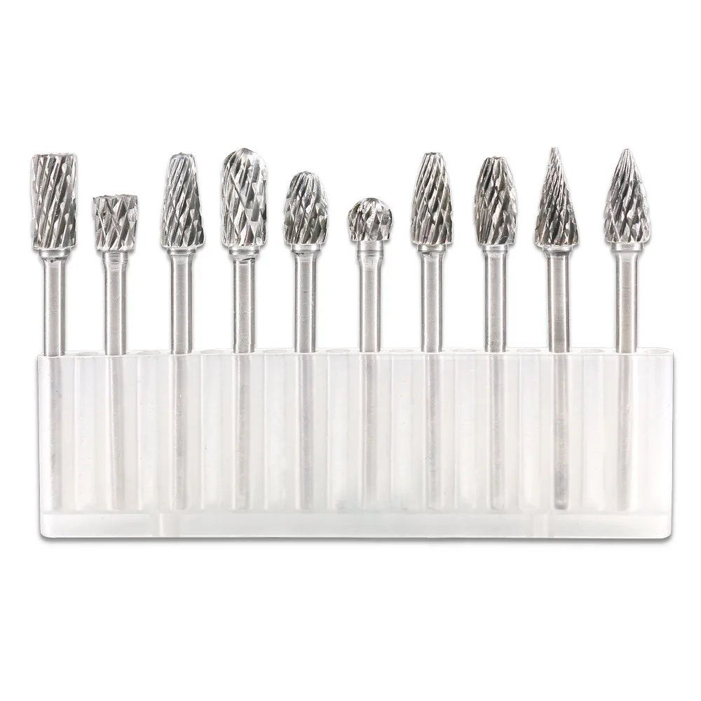 

10pcs /set 3x6 suit single and double groove tungsten steel grinding head carbide rotary file metal jade polishing carving