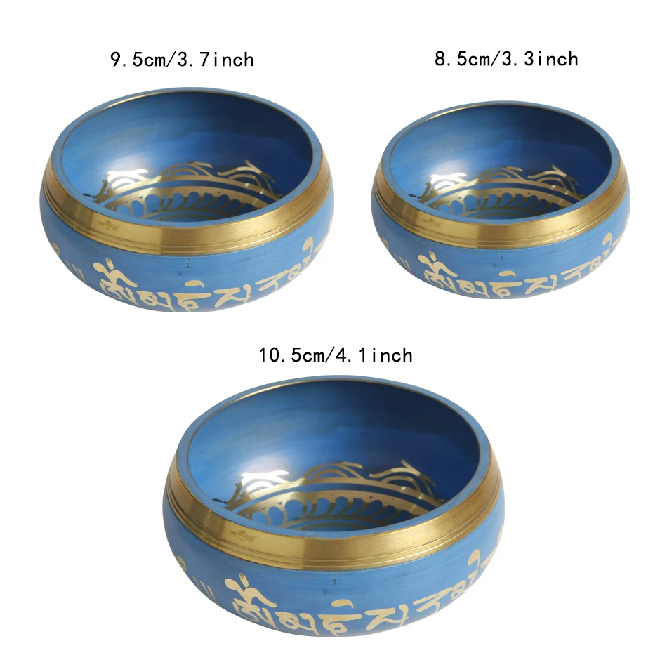 Tibetan Singing Bowl Set of 3 Meditation Sound Bowl 3.35-4.14 inch Handcrafted in Nepal for Healing and Mindfulness