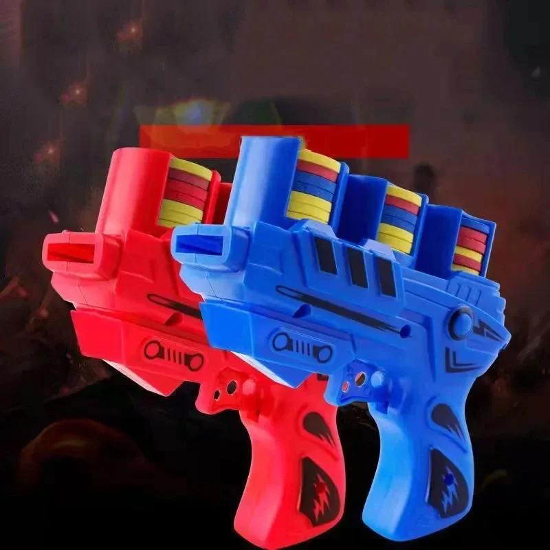 Children Fun Toys Flying Saucer Guns Ejection Flying Disc 100 EVA Soft Bullets Toy Gun Kids Outdoor Games Interactive Sport Toys 6
